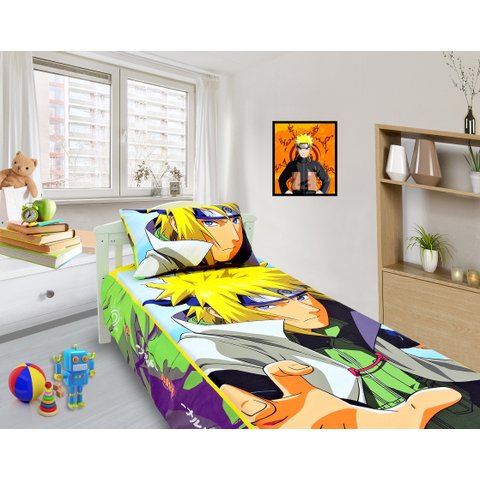 Jogo De Lençol Decorativo E Fronha Solteiro , Naruto Mod 3 Kit 2 pçs