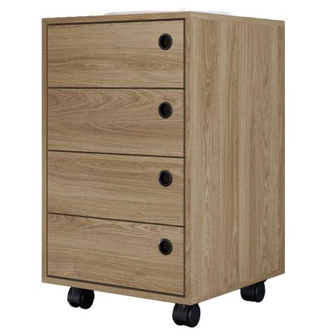 Gaveteiro Multiuso 4 Gavetas 36 Cm P1072 Oak Pp Milani Store