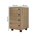 Ver imagem 3 de Gaveteiro Multiuso 4 Gavetas 36 Cm P1072 Oak Pp Milani Store