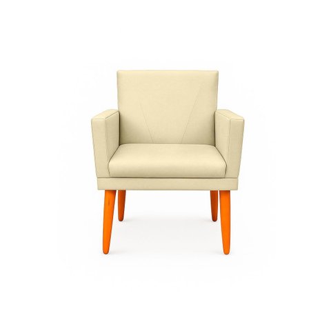 Poltrona Cadeira para Sala Confortável e Minimalista Paris em Suede Bege