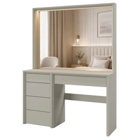 Camarim Prime com LED 5 Gavetas - Mavaular Off White
