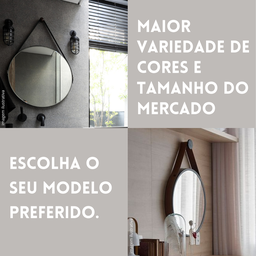 Espelho Redondo Banheiro Organico Redondo 60cm + Suporte:Caramelo - 5