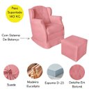 Ver imagem 4 de Poltrona Amamentação Cadeira Reforçada Balanço e Puff Lile Suede:rosê