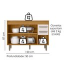 Ver imagem 2 de Balcão com Tampo 3 Portas 2 Gavetas 120 cm Malta Freijo Off Acetinado Poliman