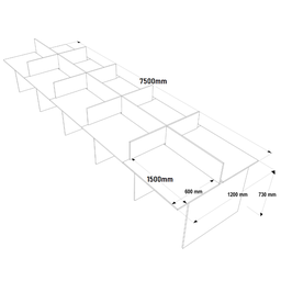 Estação de Trabalho 10 Lugares 750x120 Cor:freijó com Preto - 4