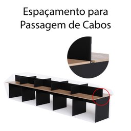 Estação de Trabalho 10 Lugares 750x120 Cor:freijó com Preto - 3