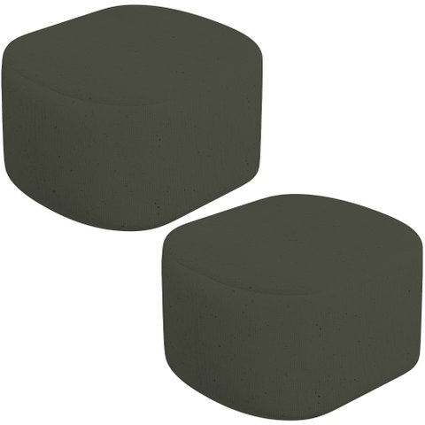 Kit 2 Puffs Decorativos Orgânico para Living Quarto 70cm Doha W01 Linho Verde Musgo - Lyam Decor