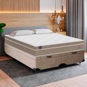 Ver imagem 2 de Cama Box Baú Casal Bipartido Suede + Colchão Lis Molas Ensacadas Plumatex 138cm – Suporta até 120 Kg