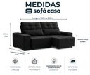 Ver imagem 2 de Sofá Retrátil e Reclinável com Molas Itália 1,50m - Preto