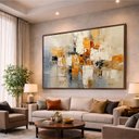 Ver imagem 1 de Quadro Abstrato Arte Moderna Tons Neutros e Quente 153x103