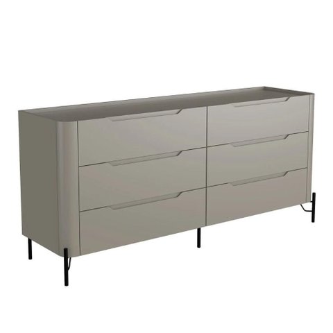 Cômoda Quarto 178cm Casal 6 Gavetas Blen Grigio/Preto I06 - Mpozenato