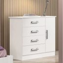 Ver imagem 1 de Cômoda para Quarto 1 Porta 4 Gavetas - Firenze-Branco - Móveis D'Doro