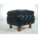 Ver imagem 2 de Puff Banqueta Chesterfield Quadrado 50x50 Pés Madeira - Courano Preto