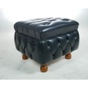 Ver imagem 1 de Puff Banqueta Chesterfield Quadrado 50x50 Pés Madeira - Courano Preto