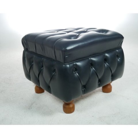 Puff Banqueta Chesterfield Quadrado 50x50 Pés Madeira - Courano Preto