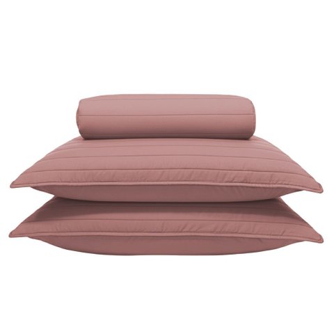 Kit Cobre Leito Casal Liso Stripes Rosewood - Soft Dream - 2,20x2,40m