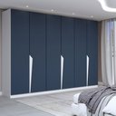Ver imagem 1 de Guarda-roupa Casal Luxe 2,42 Metros 6 Portas 4 Gavetas Branco/azul - Panorama Móveis