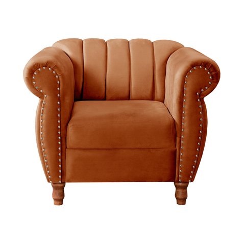 Poltrona Realeza Chesterfield Cadeira Vintage Decoração Retrô - Veludo Terracota