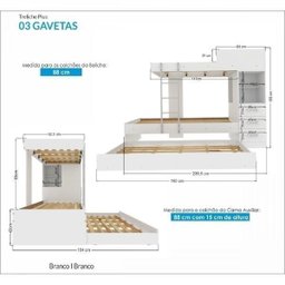 Treliche Plus com 3 Gavetas - 3 Treliche Plus com 3 Gavetas - 3