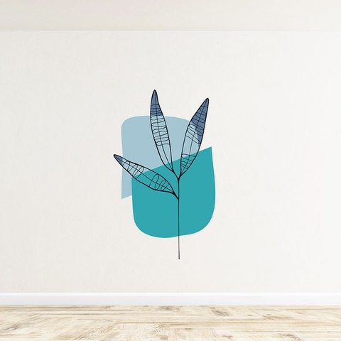 Adesivo Decorativo Flor Minimalista Fundo Branco 53x90cm