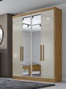 Ver imagem 2 de Guarda Roupa Solteiro com Espelho 4 Portas 3 Gavetas - Moderni -Cumaru/Fendi - Móveis Novo Horizonte