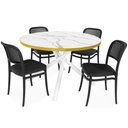 Ver imagem 1 de Conjunto Mesa de Jantar Redonda Solaris Branca 120cm com 4 Cadeiras Roma - All Black