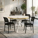 Ver imagem 2 de Conjunto Mesa de Jantar Redonda Solaris Branca 120cm com 4 Cadeiras Roma - All Black
