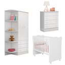Ver imagem 4 de Conjunto para Quarto de Bebê Completo Berço com Colchão Cômoda e Roupeiro Doce Sonho Branco Qmovi