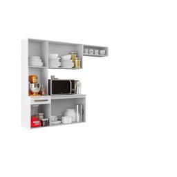 Armário de Cozinha com Balcão Compacta Suspensa Carol Branco - Aramoveis - 3