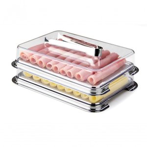 Conjunto Porta Frios 3 Peças Geladeira Inox com Pinça Inox
