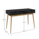 Ver imagem 4 de Mesa Escritório Preto Madeirado Retro 2 Gavetas 1 Nicho Stefano Idimex
