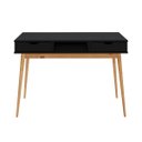 Ver imagem 7 de Mesa Escritório Preto Madeirado Retro 2 Gavetas 1 Nicho Stefano Idimex