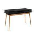 Ver imagem 6 de Mesa Escritório Preto Madeirado Retro 2 Gavetas 1 Nicho Stefano Idimex
