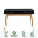 Ver imagem 3 de Mesa Escritório Preto Madeirado Retro 2 Gavetas 1 Nicho Stefano Idimex