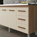 Ver imagem 2 de Balcão Cozinha Gabinete para Pia de 140cm Carina com 3 Portas 3 Gavetas sem Tampo - Savana/Off-White