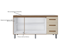 Ver imagem 3 de Balcão Cozinha Gabinete para Pia de 140cm Carina com 3 Portas 3 Gavetas sem Tampo - Savana/Off-White