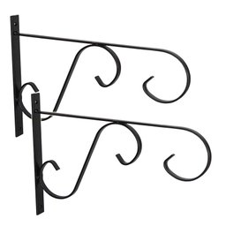 2 Suportes Ganchos Mão Francesa para Vasos Flores Decoração - Preto - 1