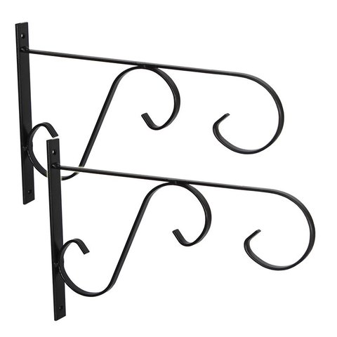 2 Suportes Ganchos Mão Francesa para Vasos Flores Decoração - Preto