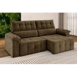 Sofá Santiago 2,20m Retrátil Reclinável Xflex Sofás Suede - 1
