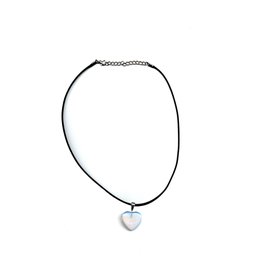 Colar de Coração Rosa Cristal Opala Colares de Castelo de Diamante Colar de Opala de Coração de Quar - 3