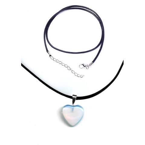 Colar de Coração Rosa Cristal Opala Colares de Castelo de Diamante Colar de Opala de Coração de Quar