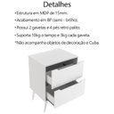 Ver imagem 3 de Gabinete para Banheiro 60 Cm com 2 Gavetas Bn3639 Branco Tecno Mobili