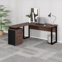 Ver imagem 2 de Mesa Escritório em “l” C/ Gaveteiro 1,50×1,50m Marsala/preto - 34440