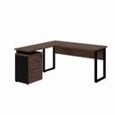 Ver imagem 1 de Mesa Escritório em “l” C/ Gaveteiro 1,50×1,50m Marsala/preto - 34440