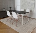 Ver imagem 1 de Mesa Industrial Base Ferro Branco Tampo 137x90 Preto 4 Cadeiras Eames Ferro Cobre Assento Branco