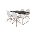 Ver imagem 2 de Mesa Industrial Base Ferro Branco Tampo 137x90 Preto 4 Cadeiras Eames Ferro Cobre Assento Branco