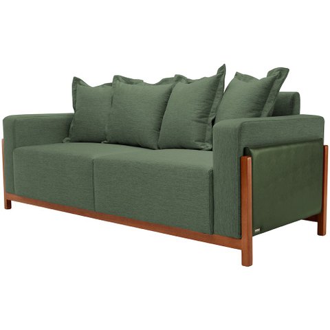 Sofá 03 Lugares para Sala de Estar 198 Cm Khali B04 Linho Verde Couríssimo Verde - Lyam Lyam Decor
