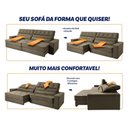 Ver imagem 4 de Sofá Retrátil Reclinável 2,30m Albany Suede Velut Marrom Claro Molas Ensacadas - King House
