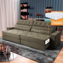 Ver imagem 1 de Sofá Retrátil Reclinável 2,30m Albany Suede Velut Marrom Claro Molas Ensacadas - King House