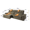 Ver imagem 2 de Sofá Retrátil Reclinável 2,30m Albany Suede Velut Marrom Claro Molas Ensacadas - King House
